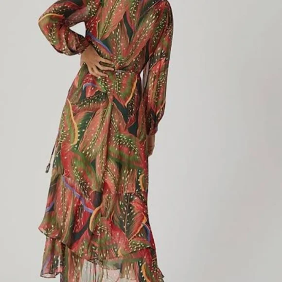 Anthropologie By Farm Vibrant Long Sleeve Dress - Picture 5 of 9